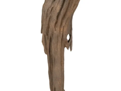 Decoratie Pina teak bruin, abstracte houten sculptuur op voet met natuurlijke nerf en warme uitstraling