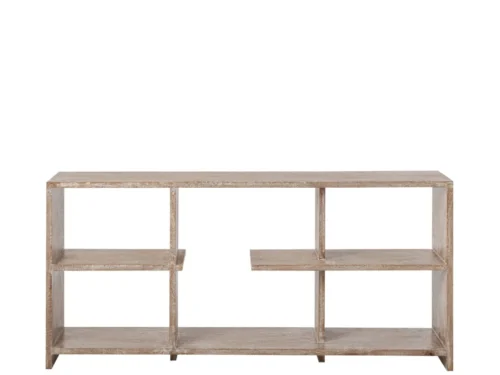 Boekenkast Cunsal Wit 172,5 cm van mangohout, lage open kast met slank design en ruime vakken
