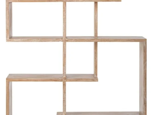 Boekenkast Beemund Wit 120 cm van mangohout met open vakken en slank, modern design