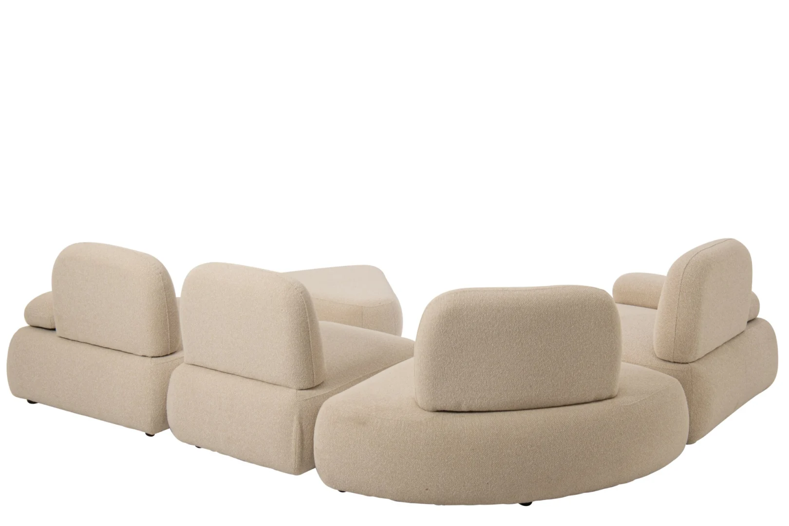 Bank Umea Multiplex beige, modulaire set van 5 met zachte rondingen en royale zitdiepte