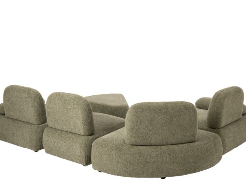 Bank Pelda Multiplex Groen set van 5, modulaire loungebank met ronde vormen en zachte stoffering