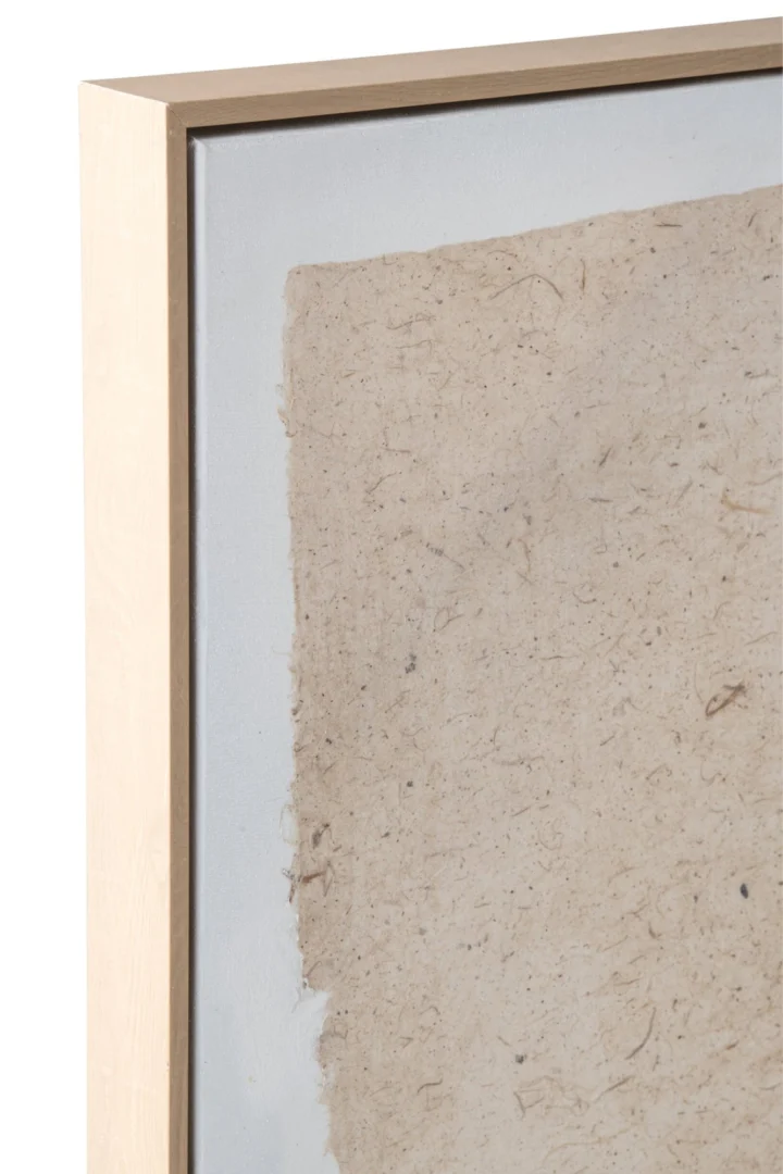 Schilderij Haantil Beige met beige-witte texturen en houten lijst, rustgevend wanddecor