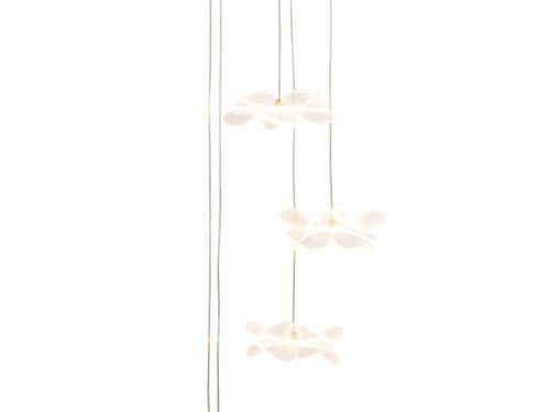 Gouden Plafondlamp Sleillun Acryl met 4 bloemvormige LED-lampen en lange ophanging