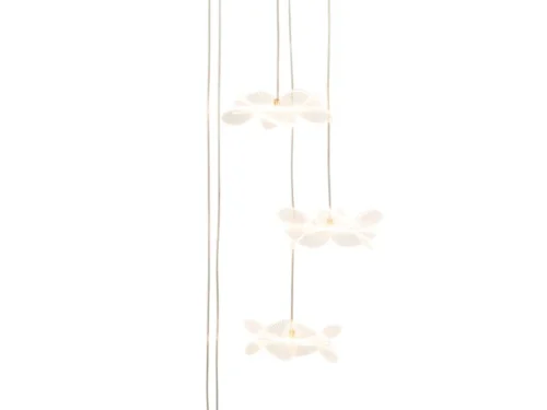 Gouden Plafondlamp Sleillun Acryl met 4 bloemvormige LED-lampen en lange ophanging
