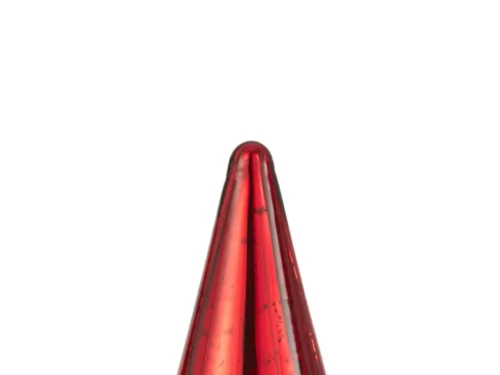 Rode glazen kerstboom Flaamir H19 cm met LED-verlichting en elegante, compacte vorm