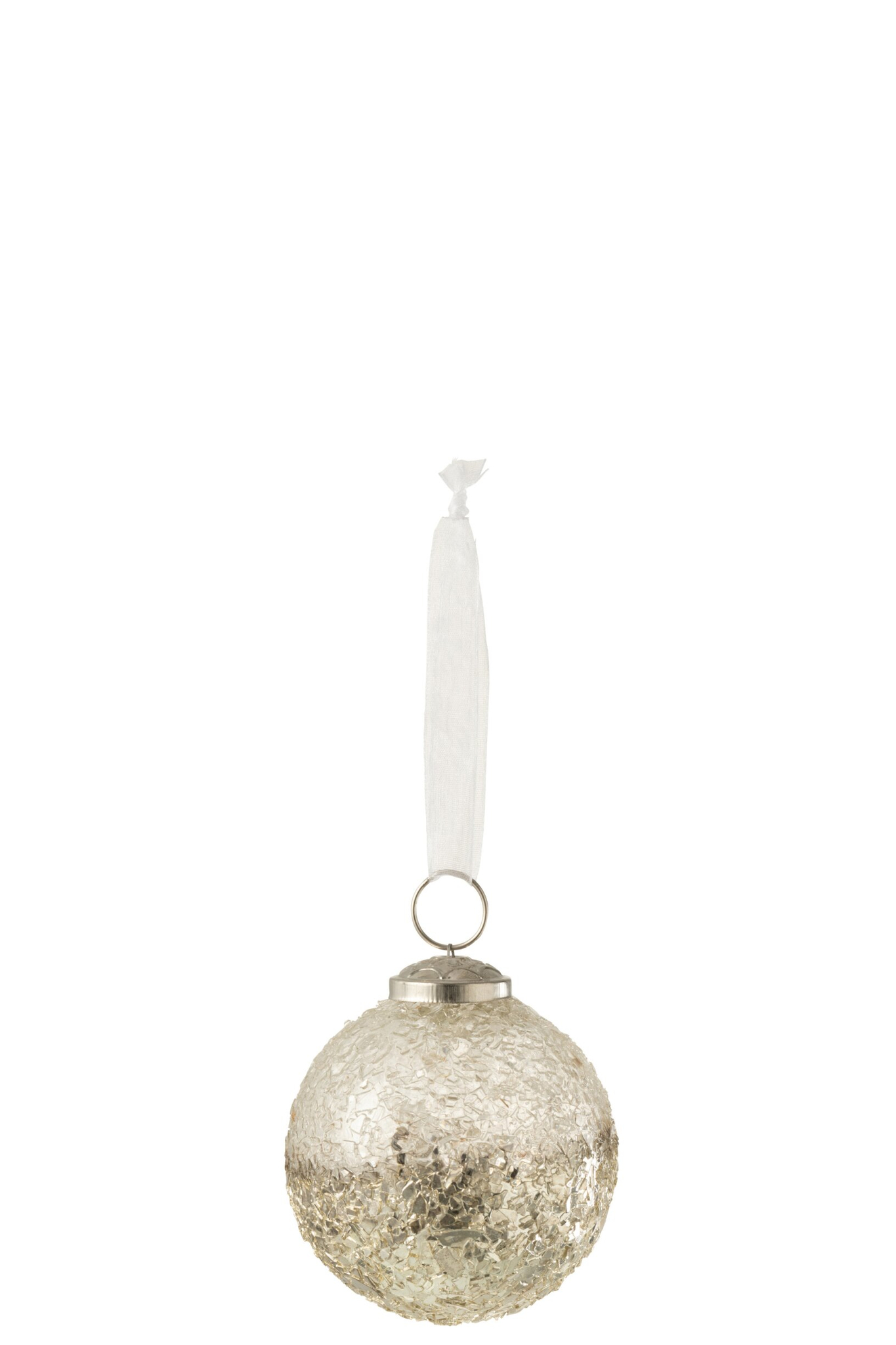 Kerstballen Bisand Glas Zilver - Afbeelding 2