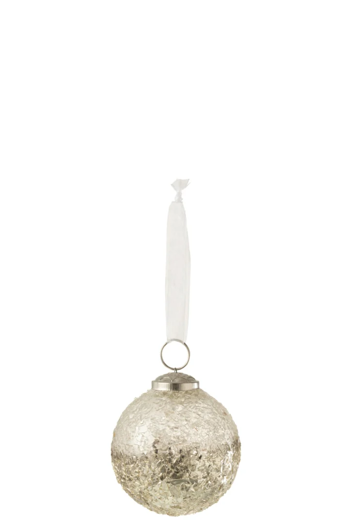 Kerstballen Bisand Glas Zilver - Afbeelding 2