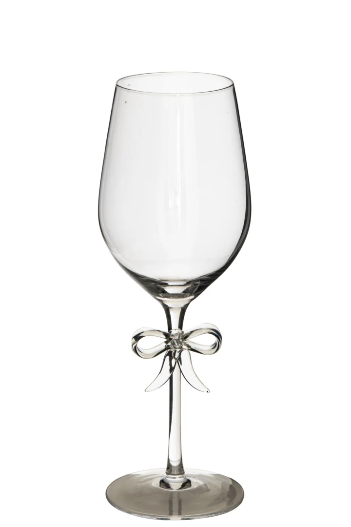 Transparant Drinkglas Dordero van glas met slanke voet en decoratieve strik op de steel