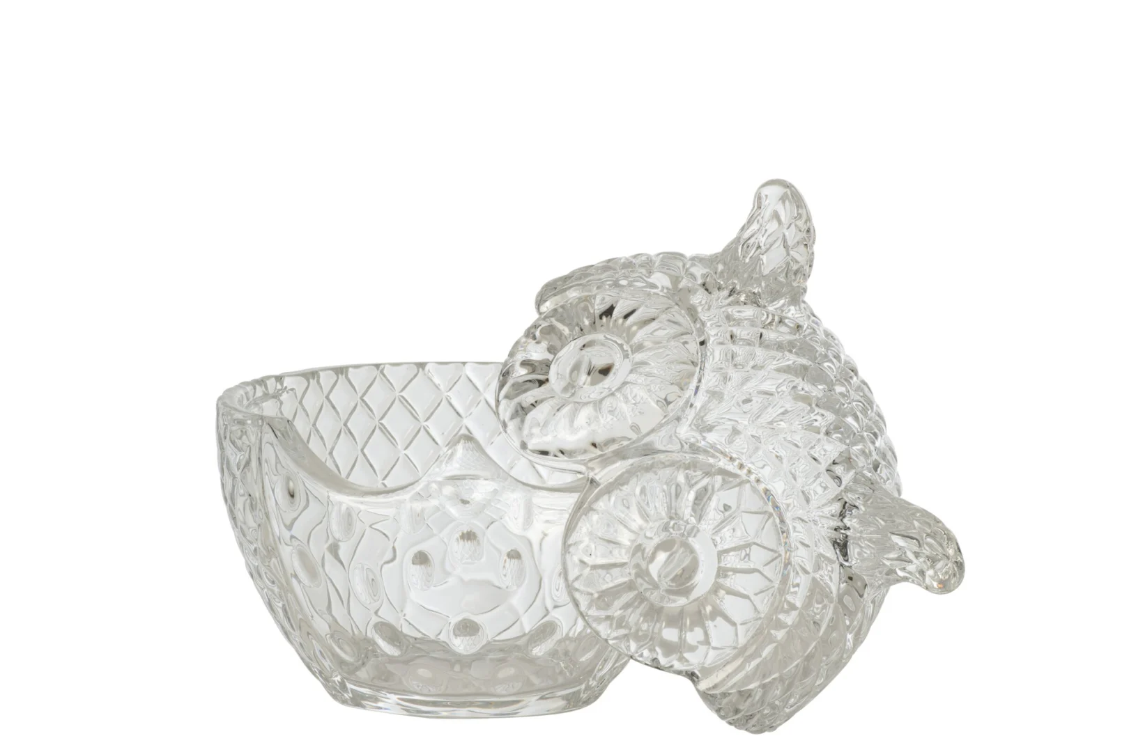 Decoratiefiguur Bendo transparant glas in uilvorm, compact decoratief accent voor dressoir of vensterbank
