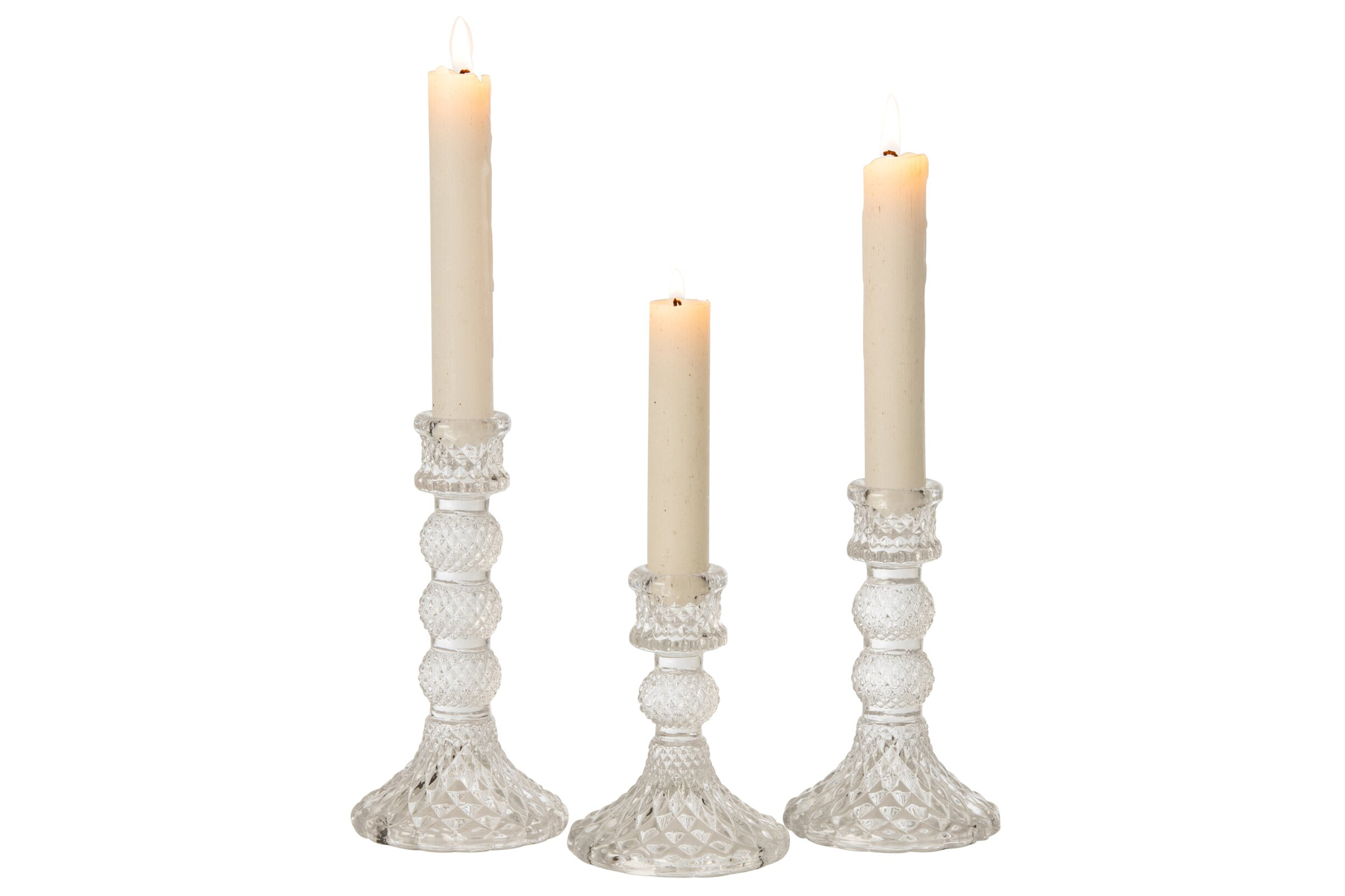 Kandelaar Jekora Glas Transparant H15,2 cm - Set van 3