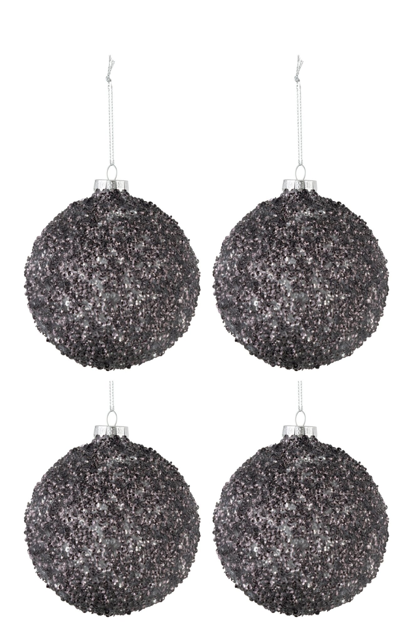 Kerstballen Leisena Glas Grijs - Set van 4 - Afbeelding 2