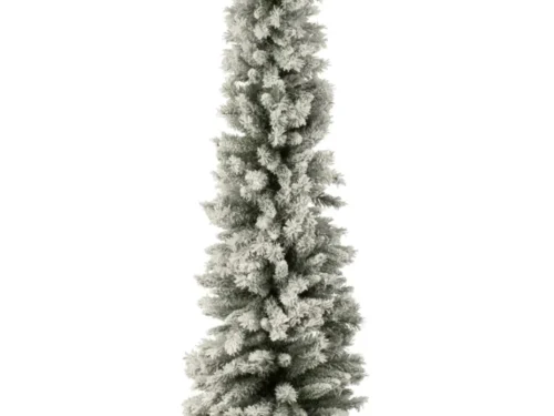 Kerstboom Prarnu kunststof groen 240 cm, smal model met besneeuwde takken en stevige standaard