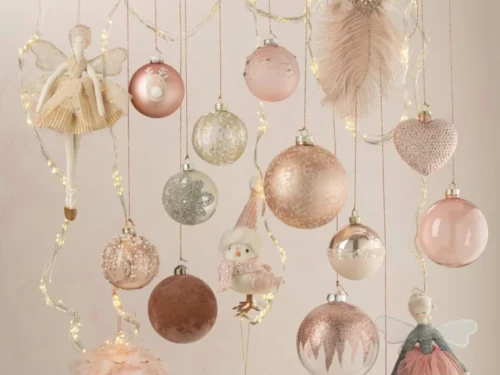 Roze glazen Braulval opbergdoos met glitter en matte afwerking, feestelijk woonaccessoire voor kerstdecoratie