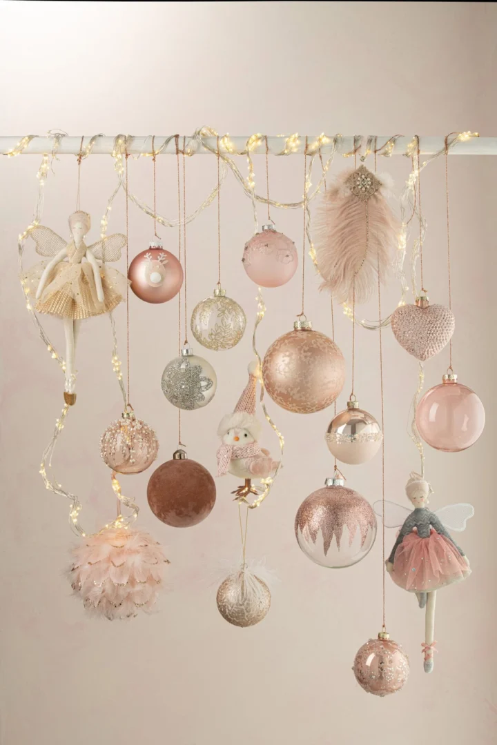 Roze glazen Braulval opbergdoos met glitter en matte afwerking, feestelijk woonaccessoire voor kerstdecoratie