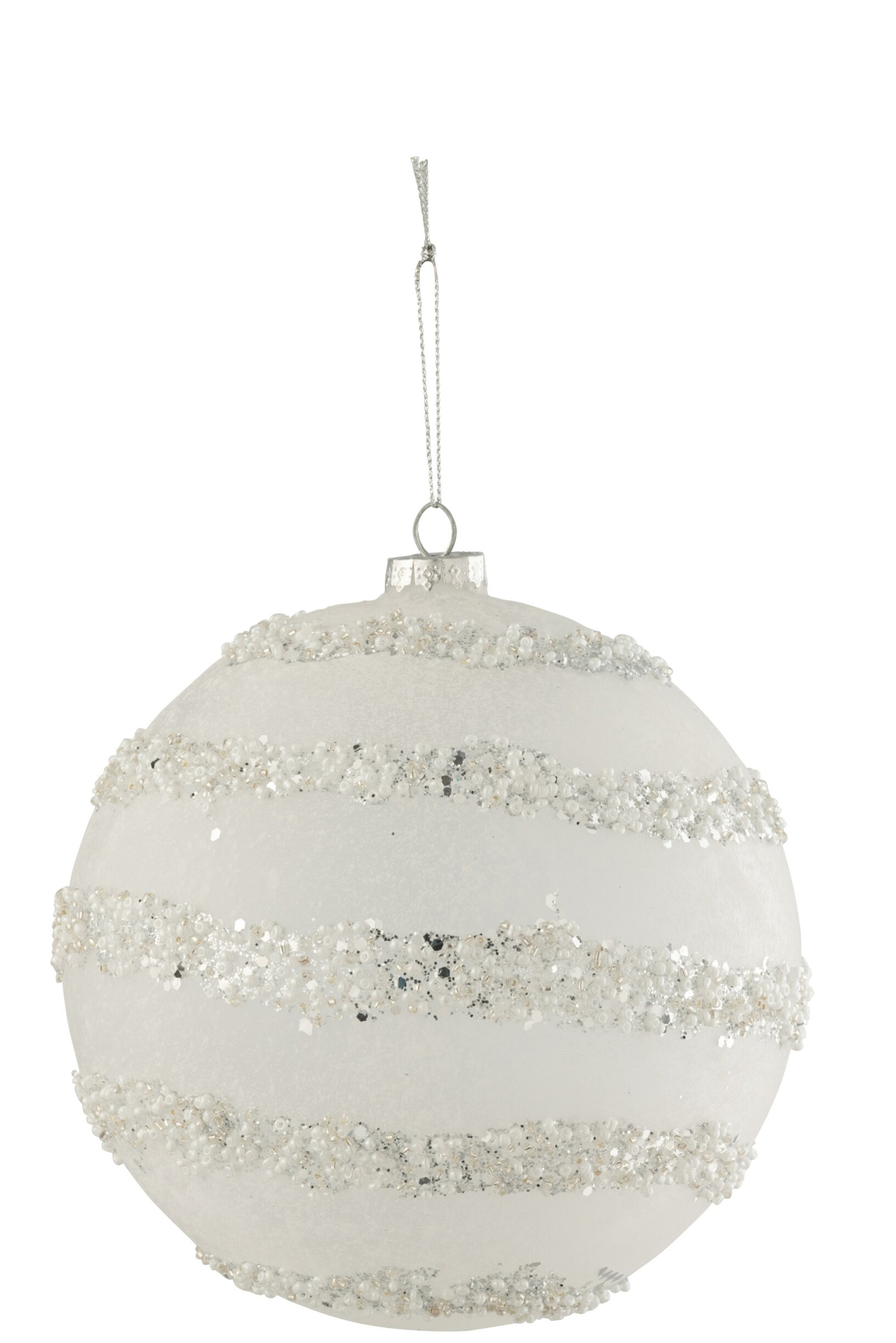 Kerstballen Velvund Glas Wit - Afbeelding 2