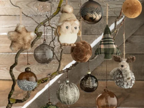 Opbergdoos Perla Glas Grijs set van 6 kerstballen met subtiele glans in grijs glas, 8 cm, voor winterdecoratie