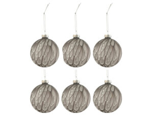 Kerstballen Thesinge Glas Grijs - Set van 6