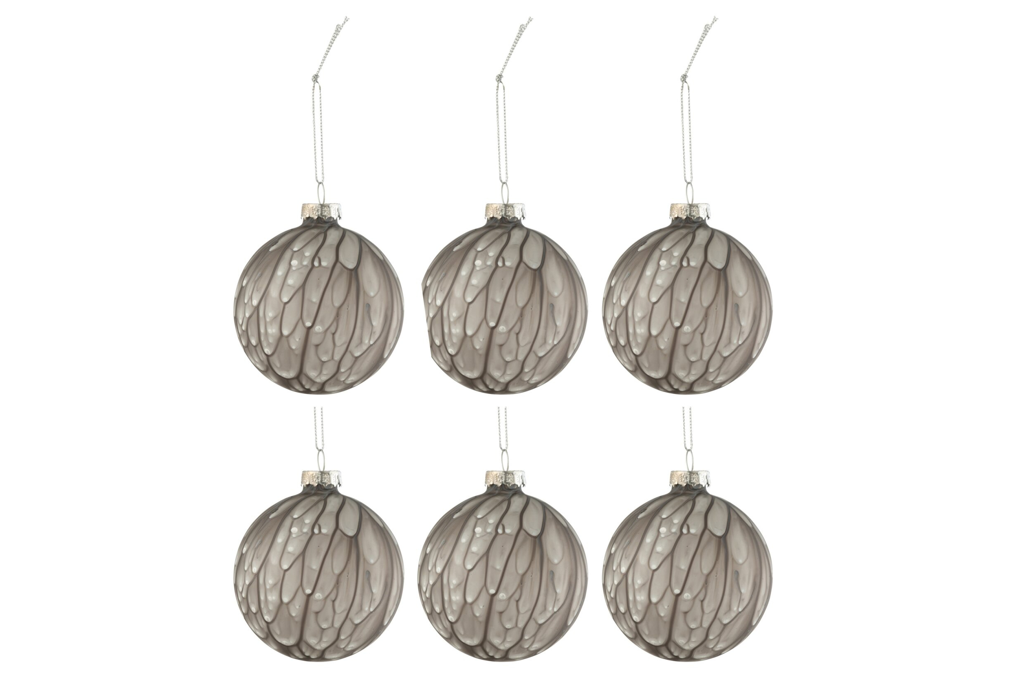 Kerstballen Thesinge Glas Grijs - Set van 6