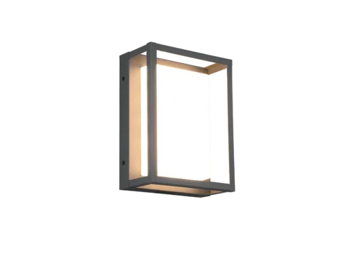 Wandlamp Koosal antraciet, set van 3, moderne LED buitenlamp met strakke rechthoekige vorm