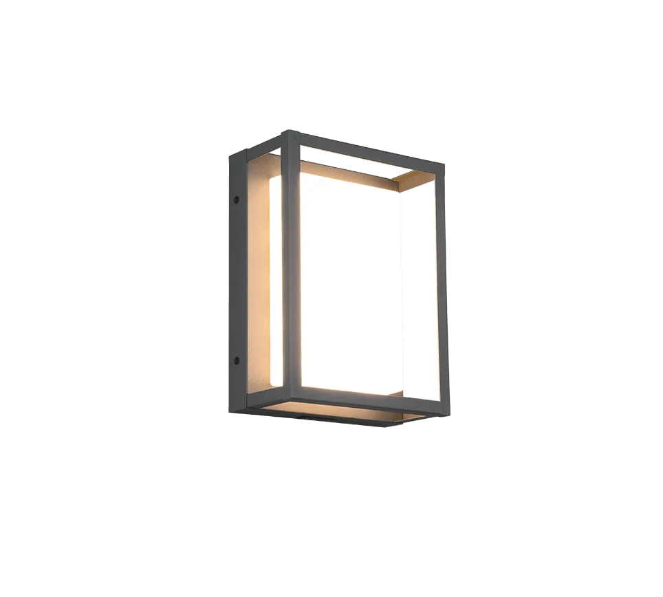 Wandlamp Koosal antraciet, set van 3, moderne LED buitenlamp met strakke rechthoekige vorm