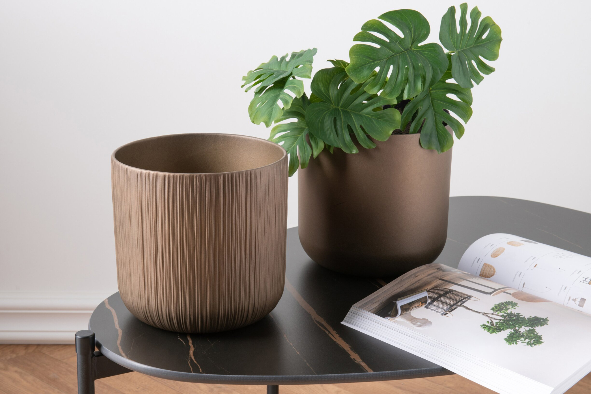 Bloempot Zindum Keramiek Koper H20,5 cm - Set van 2