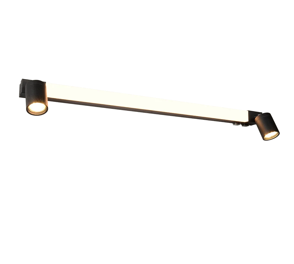 Wandlamp Skinsund mat zwart set van 3 met langwerpige LED-balk en draaibare spots voor badkamer