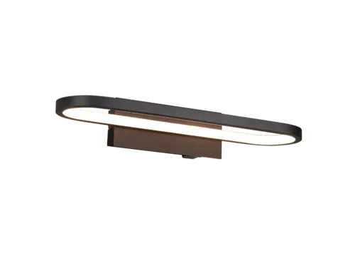 Wandlamp Grauskar mat zwart, slank design met geïntegreerde LED, warm wit licht boven spiegel