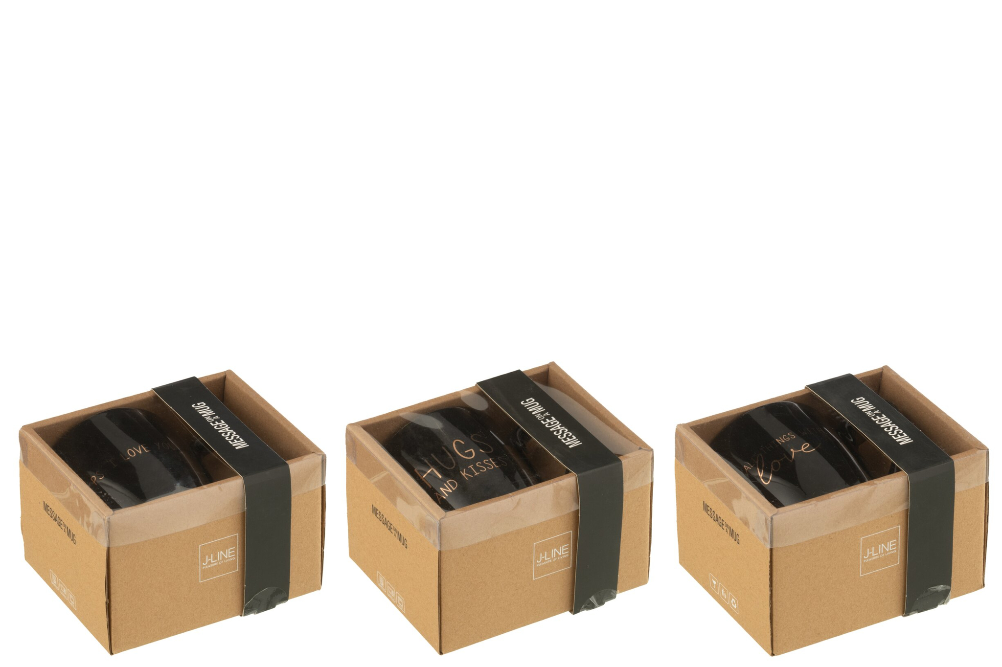 Mok Doolvang Keramiek Zwart - Set van 3