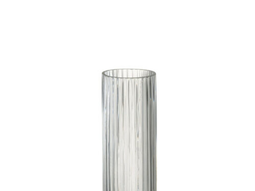 Transparante Groland glazen vaas H30 cm met cilindervorm en geribbelde structuur