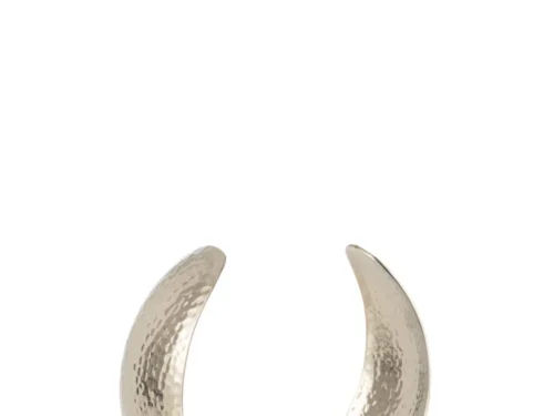 Decoratie Teessy aluminium zilver maansculptuur op zwarte voet, modern woonaccessoire met matte structuur