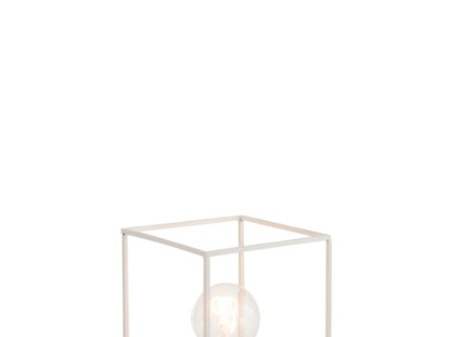 Lamp Klessoro Wit met open metalen frame, rechthoekig ontwerp en zichtbare lichtbron in wit ijzer