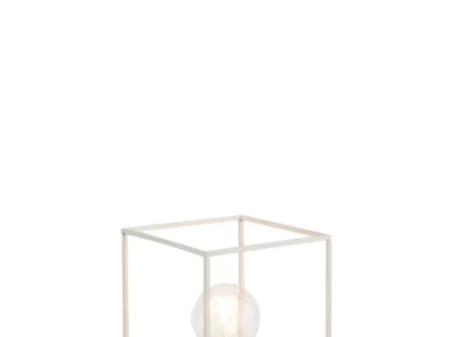 Lamp Klessoro Wit met open metalen frame, rechthoekig ontwerp en zichtbare lichtbron in wit ijzer