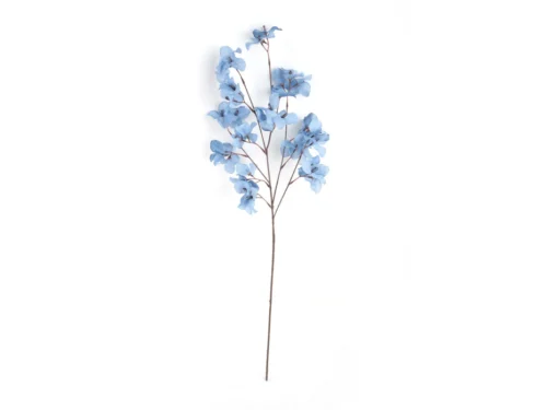 Kunstplant Tondio Blauw H86 cm, slanke kunsttak met lichtblauwe bloemen voor vaas of leeg hoekje