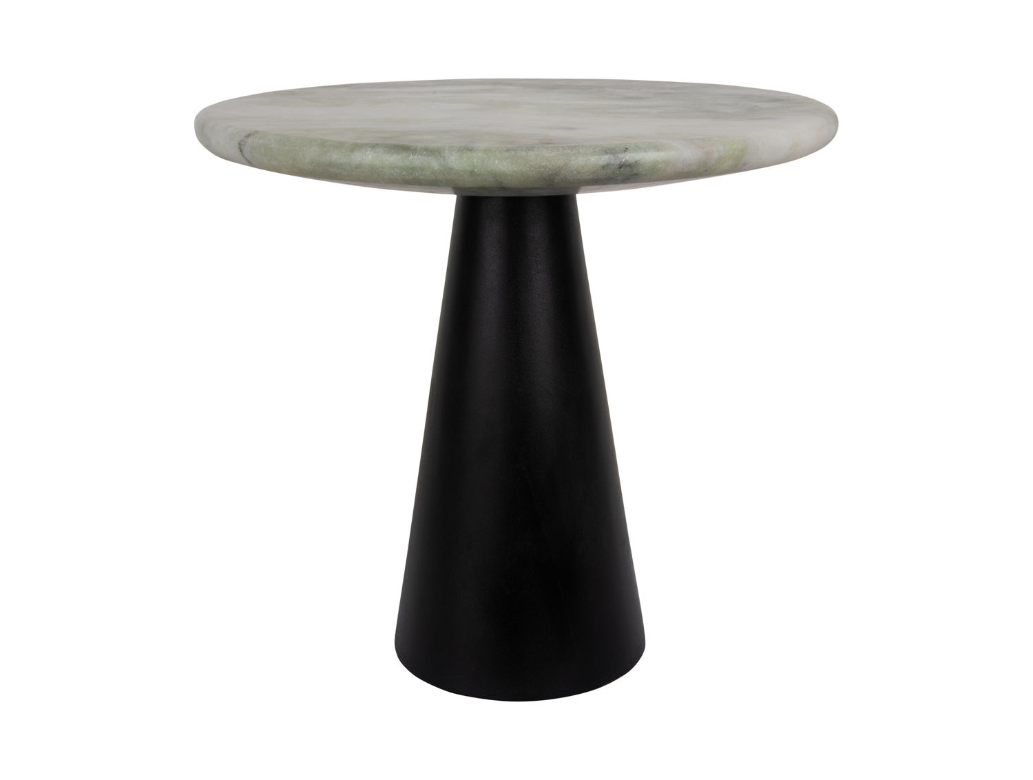 Tafel Kleenond Marmer Ø40 cm met ronde marmeren blad en zwarte mango houten kegelvoet