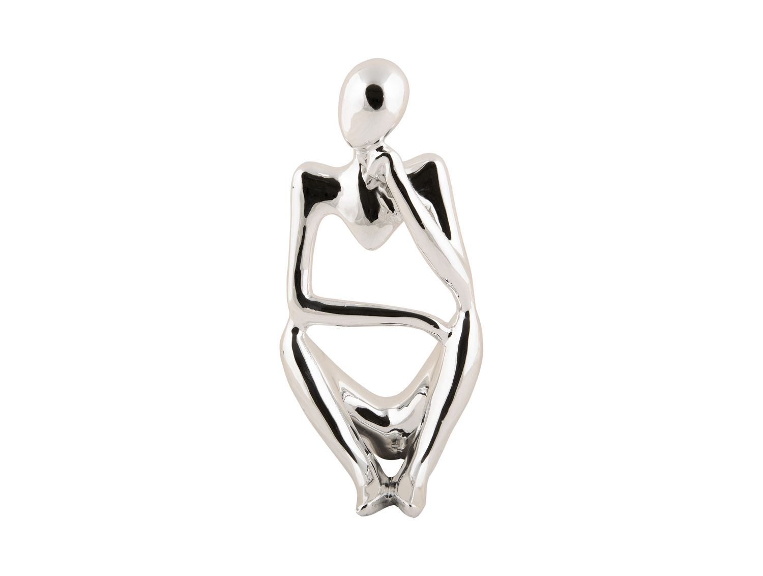 Beeld Ziedoro polyresin chroom, modern abstract figuur met glanzende afwerking, H24 cm