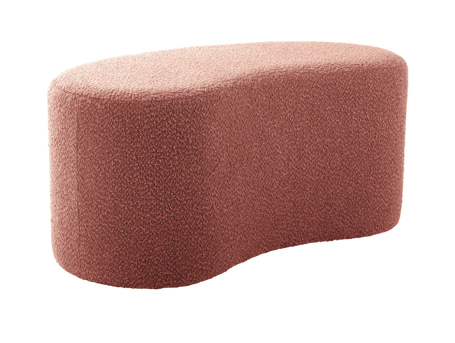 Poef Cornura bouclé roze met zachte ronde vorm en aaibare stof