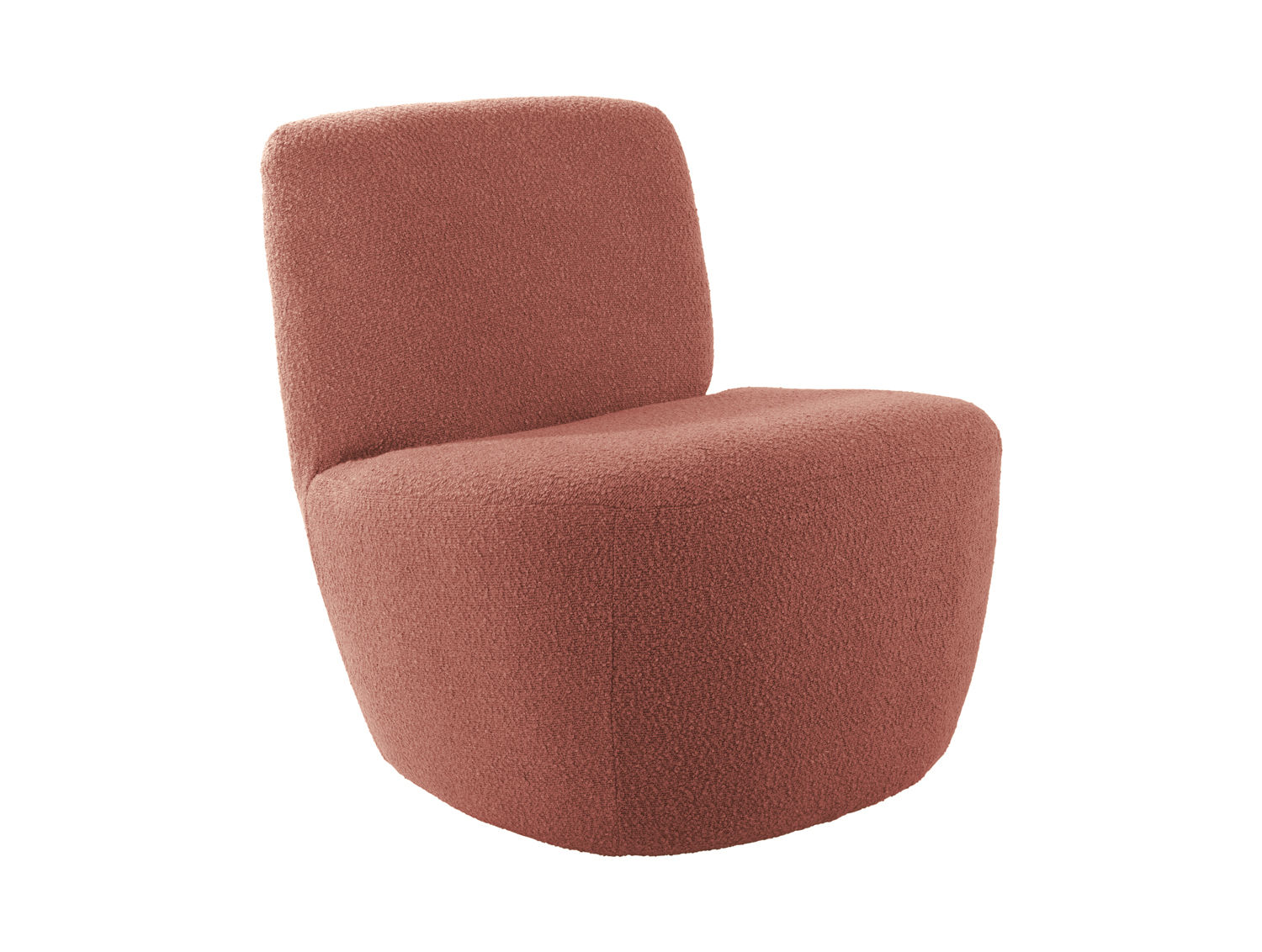Stoel Troolira Bouclé Roze met zachte ronde vorm en warme faded pink bekleding