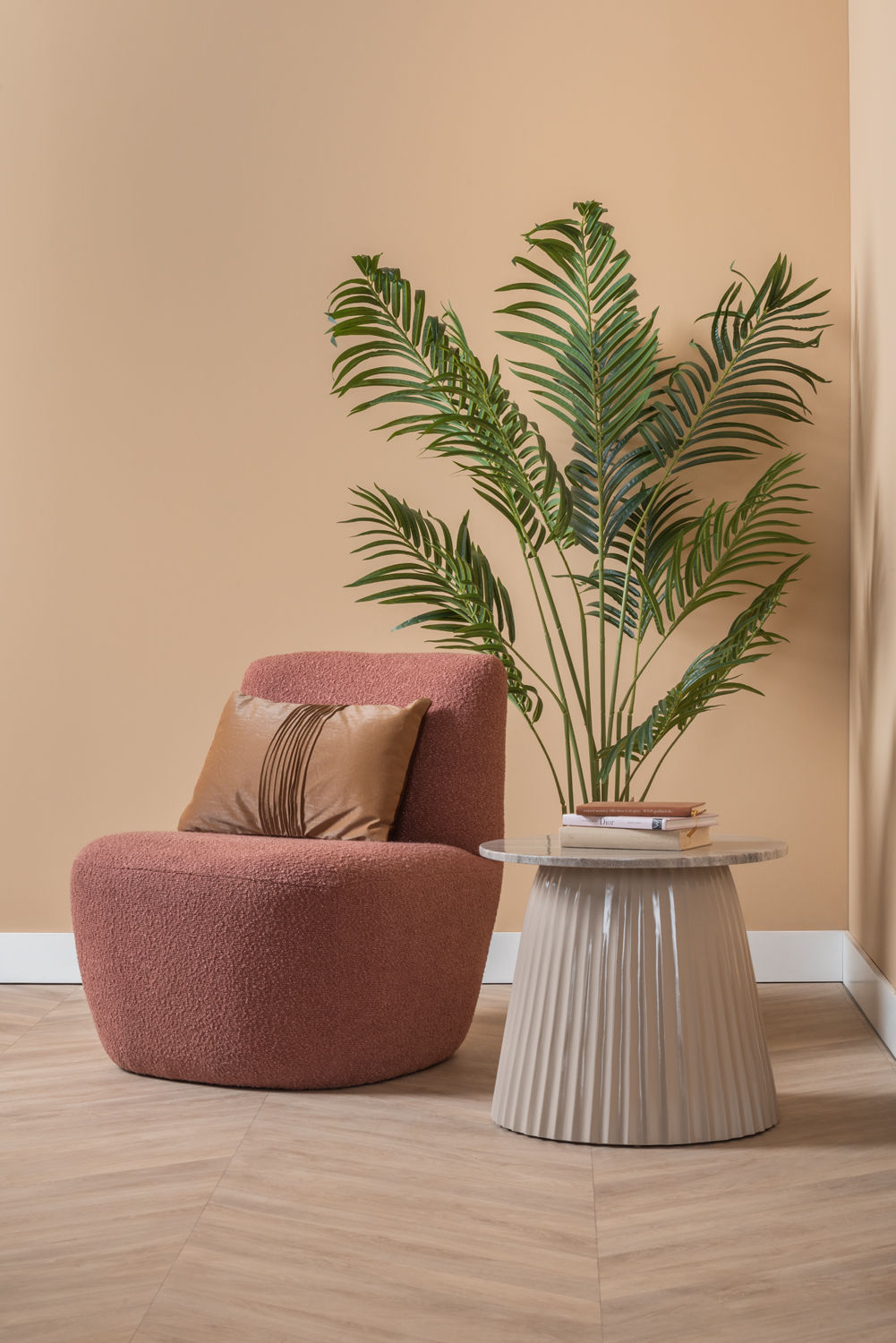Stoel Troolira Bouclé Roze - Afbeelding 4