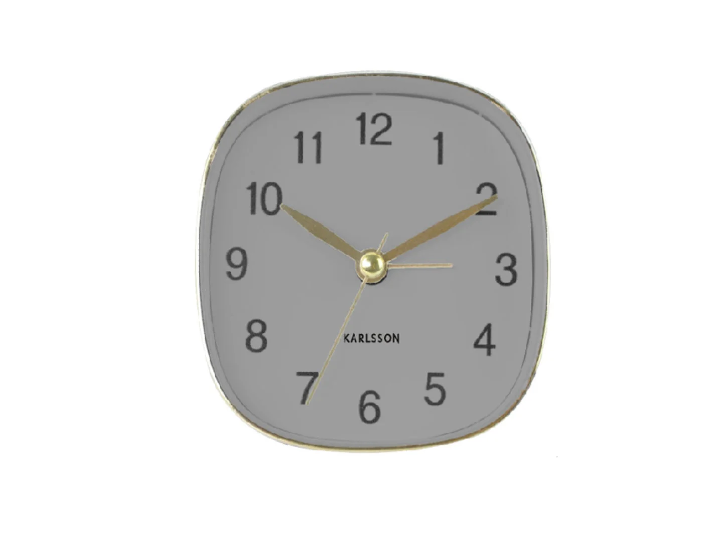 Karlsson Wekker Braaken grijs, compacte travel alarm clock met gouden wijzers en duidelijke cijfers