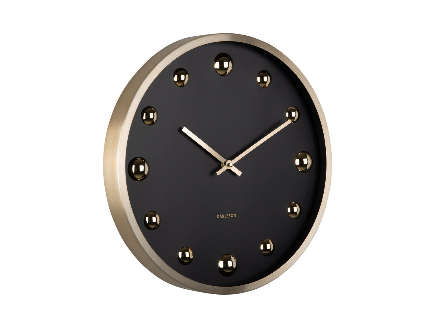 Karlsson Wandklok Taurnak zwart aluminium met gouden details en modern design