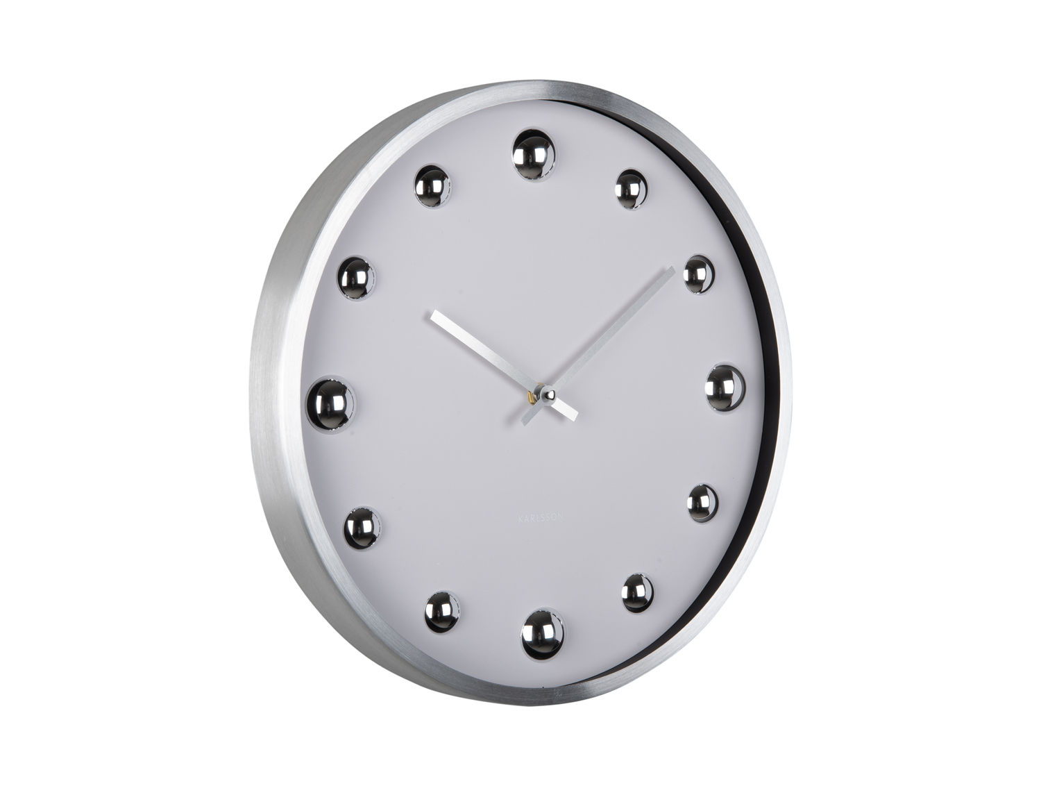 Wandklok Sodio Zilver met aluminium frame, glanzende details en moderne, rustige uitstraling