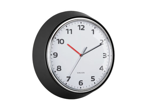 Karlsson Wandklok Flunse zwart, moderne retro ijzeren wandklok met stille No Sweep werking