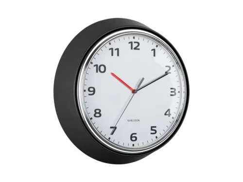 Karlsson Wandklok Flunse zwart, moderne retro ijzeren wandklok met stille No Sweep werking