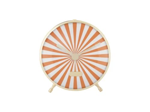 Wekker Feermy Helder Oranje tafelwekker met oranje-wit swirl design en gouden details