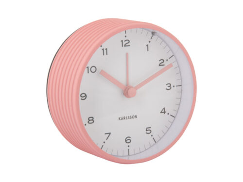 Wekker Pronsaro Roze van Karlsson met ijzeren frame, embossed rings en heldere roze kleur