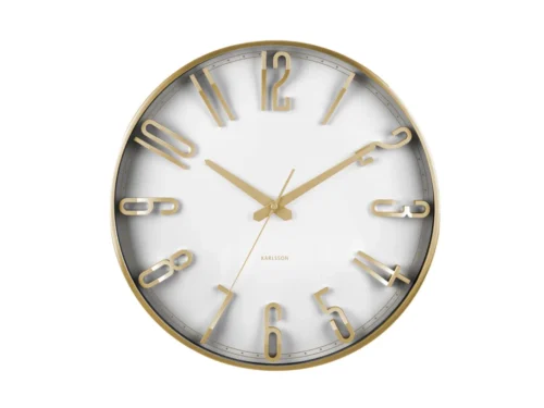 Karlsson Wandklok Daammoro Wit met gouden cijfers en metallic rand, strak en modern design