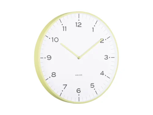 Wandklok Slorine Groen van Karlsson met matcha groen ijzeren ringframe en duidelijke wijzerplaat, 40 cm