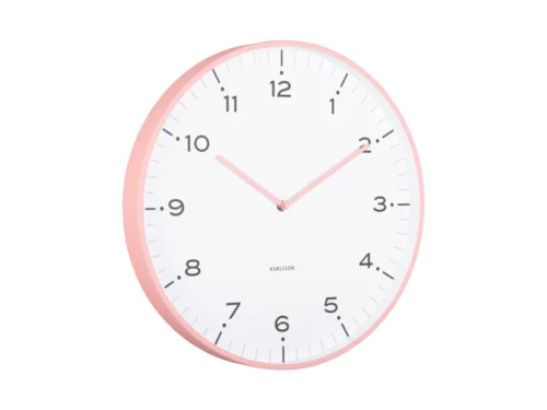 Wandklok Jontes Roze met ijzeren frame, witte wijzerplaat en opvallende roze rand