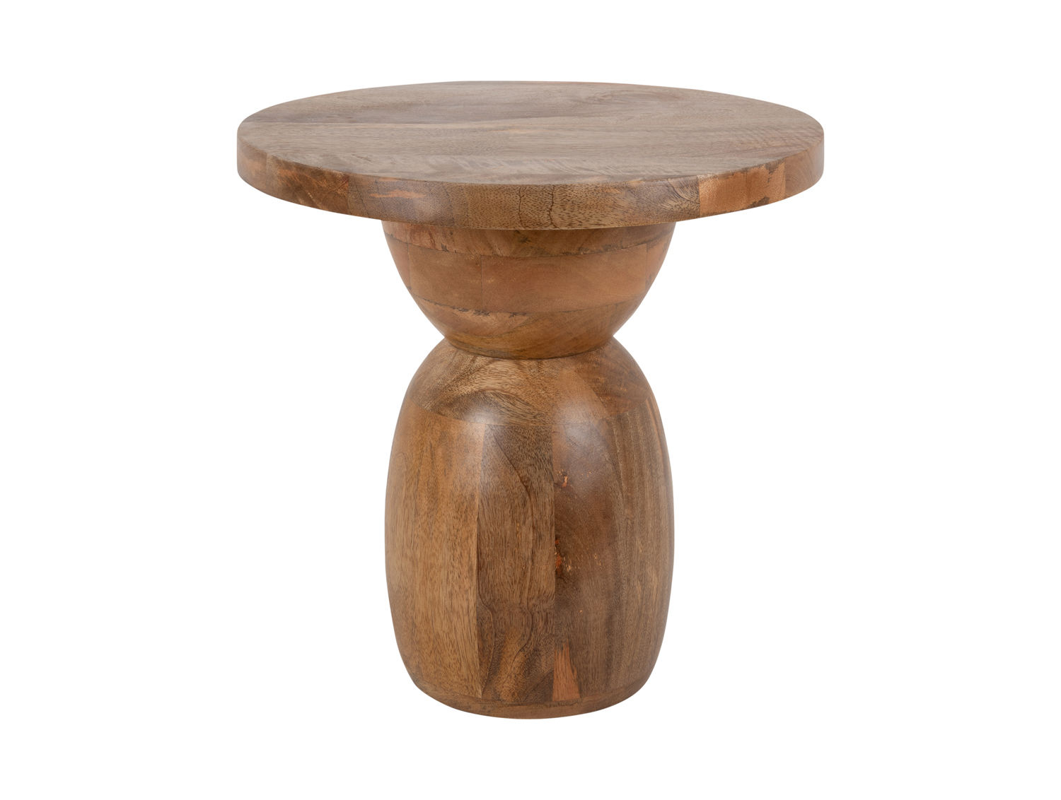 Sessoro mangohouten bijzettafel Ø38 cm met ronde top en natuurlijke houtnerf