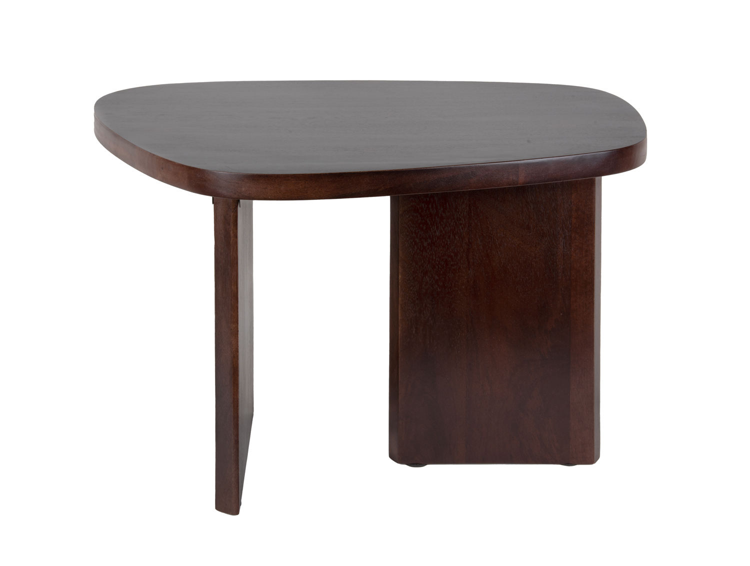 Bijzettafel Fliessun walnoot 61 cm, compact mango hout met afgerond blad en warme natuurlijke uitstraling